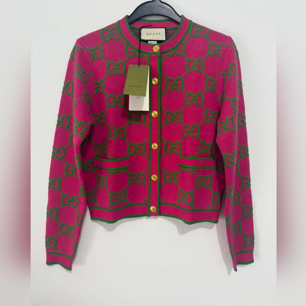 Gucci GG crew neck cardigan sweater